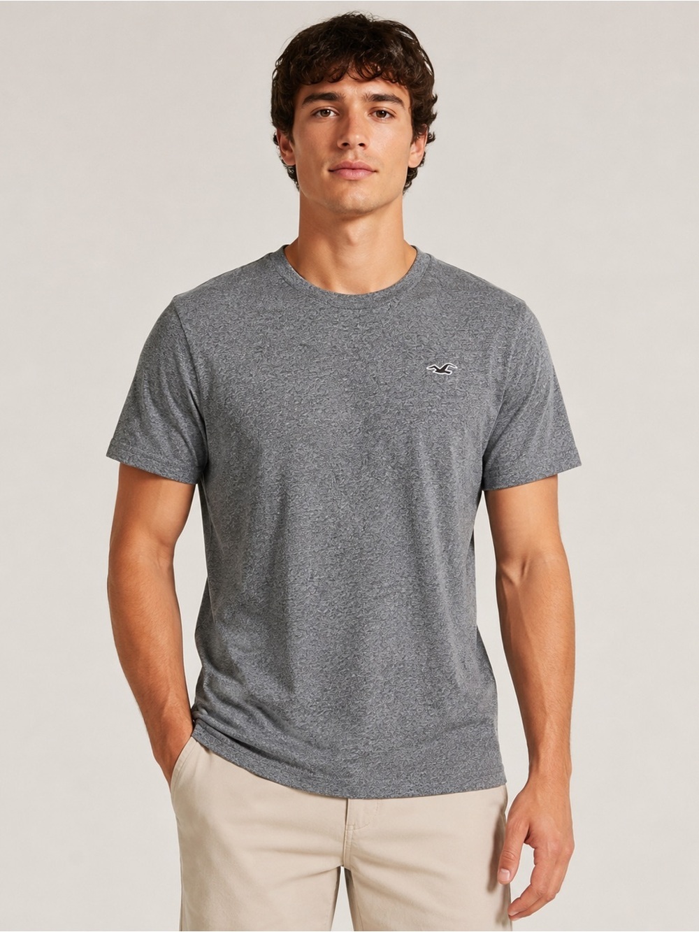 Hollister Grey Heather Short Sleeve Crew Tee